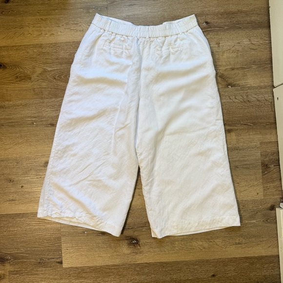 Womens Linen Wide Leg Pants XL White Minimalist Beachy Boho Capsule Coastal - Picture 4 of 12
